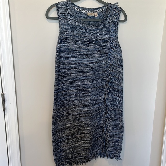 Anthropologie Holding Horses Blue Knit Fringe Shift Dress Size XS - Picture 3 of 7